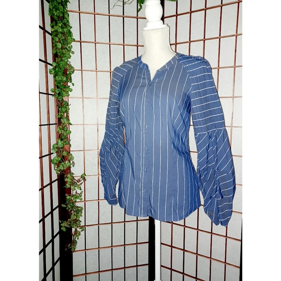 Anthropologie Belle Vere Pleated Striped Blouse - Picture 16 of 16